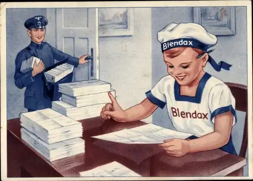 Künstler Ak Reklame Blendax Max, Briefe, Postbote