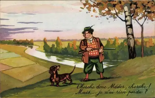 Künstler Ak Jäger mit seinem Dackel