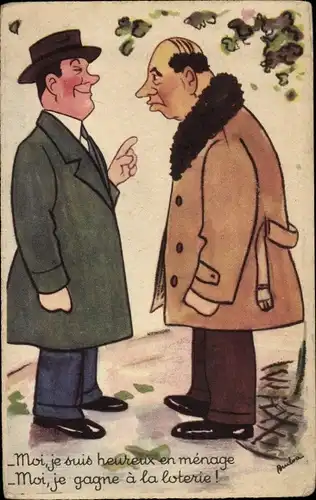 Künstler Ak Boudou, Ich, ich bin glücklich im Haushalt, ich gewinne im Lotto