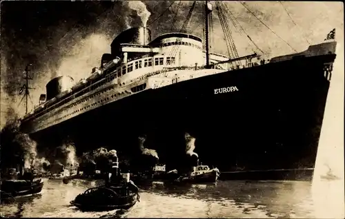 Ak Dampfer Europa, Norddeutscher Lloyd Bremen NDL, Schlepper