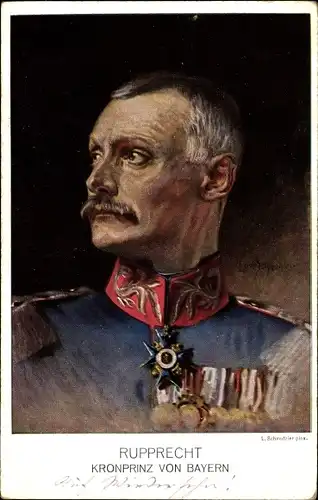 Künstler Ak Schmutzler, L., Kronprinz Rupprecht von Bayern, Portrait