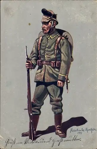 Künstler Ak Lüschwitz Koreffski, K. Sächs. Schützen Füs. Regt. Prinz Georg Nr. 108, Unteroffizier