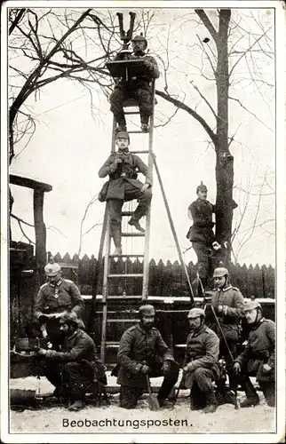 Ak Beobachtungsposten der schweren Garde-Artillerie, deutsche Soldaten, 1. WK