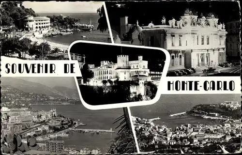Ak Monte Carlo Monaco, Panorama, Hafeneinfahrt, Casino, Nachtbeleuchtung