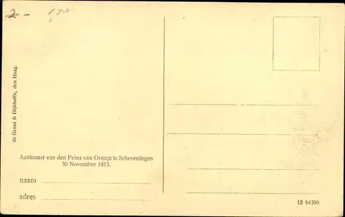 Künstler Ak Scheveningen Den Haag Südholland, Ankunft des Prinzen von Oranje 1813