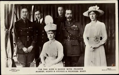 Ak König George V. von England, Maria von Teck, Prinz Albert, Henry, George, Prinzessin Mary