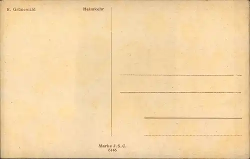 Künstler Ak Grünewald, R., Heimkehr, Bauernfamilie