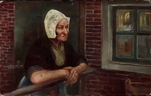 Ak Blaricum Nordholland Niederlande, alte Frau in Tracht