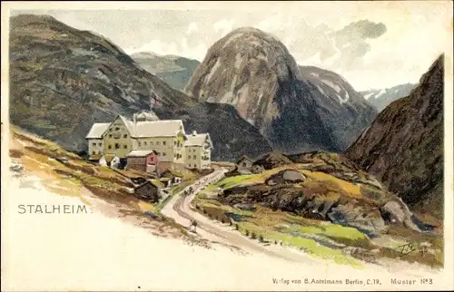 Künstler Litho Stalheim Norwegen, Gebirge, Hotel