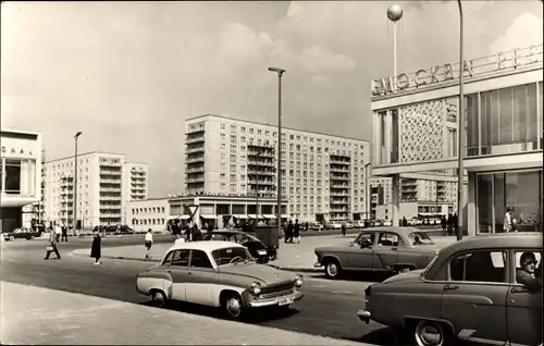 Ak Berlin Mitte, Karl-Marx-Allee, Kaffee Mockba, Autos