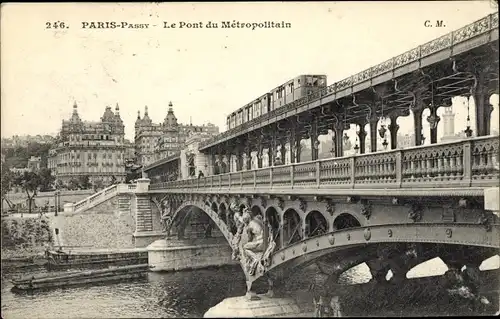 Ak Paris XVI. Passy, Le Pont du Metropolitain
