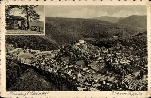 Ak Schwarzburg in Thüringen, Blick vom Trippstein, Trippsteinhäuschen, Panorama