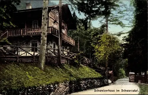 Ak Schwarzburg in Thüringen, Schweizerhaus im Schwarzatal