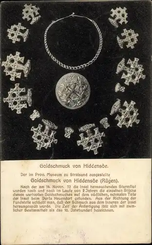 Ak Insel Hiddensee in der Ostsee, Goldschmuck aus dem 10. Jahrhundert, Prov.-Museum Stralsund
