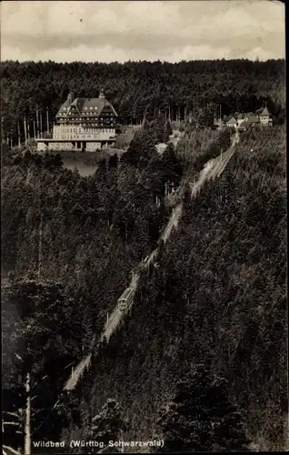 Ak Bad Wildbad im Schwarzwald, Teilansicht, Bergbahn