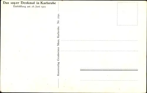 Ak Karlsruhe in Baden, 109 er Denkmal, Gebäude