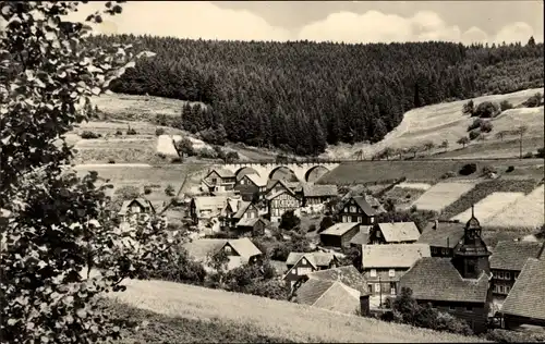 Ak Hirschbach St. Kilian in Thüringen, Blick auf den Ort mit Umgebung
