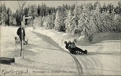 Ak Oberhof im Thüringer Wald, Wintersport, Rodel Heil, Schlitten