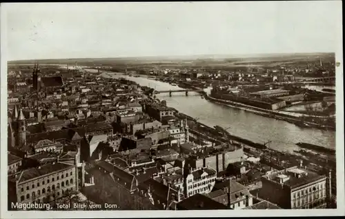 Ak Magdeburg an der Elbe, Gesamtansicht, Blick vom Dom