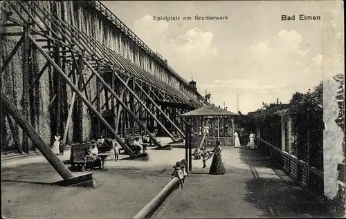 Ak Bad Elmen Salzelmen Schönebeck an der Elbe, Spielplatz am Gradierwerk, Pavillon