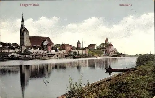 Ak Tangermünde an der Elbe, Hafen