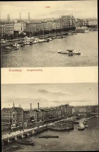 Ak Hamburg Mitte Neustadt, Jungfernstieg, Boote, 1899 und nach Umbau