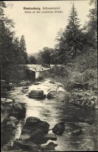 Ak Bad Blankenburg in Thüringen, Schwarzatal, steinerne Brücke