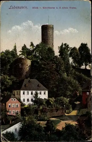 Ak Lobenstein, Blick vom Kirchturm zum alten Turm