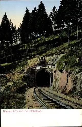 Ak Rübeland Oberharz am Brocken, Bismarck-Tunnel, Zahnradbahn