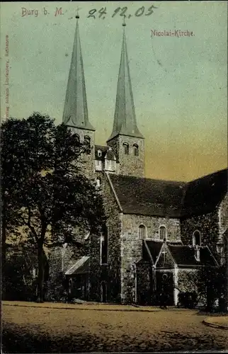 Ak Burg bei Magdeburg, Nikolai-Kirche