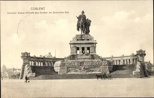 Ak Koblenz am Rhein, Kaiser Wilhelm-Denkmal, Deutsches Eck