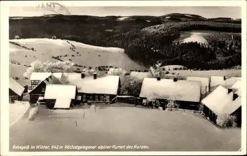 Ak Hohegeiß Braunlage im Oberharz, Teilansicht, Winteransicht