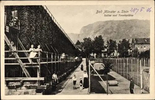 Ak Bad Münster am Stein Bad Kreuznach an der Nahe, Saline, Tennisplatz