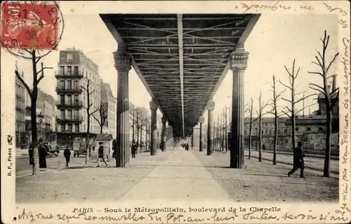 Ak Paris XVIII. Montmartre, Under the Metropolitain, Boulevard de la Chapelle