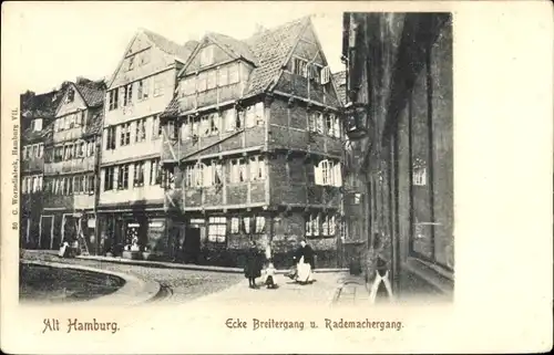 Ak Hamburg Altstadt, Ecke Breitergang und Rademachergang, Fachwerkhaus