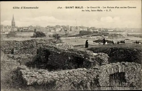 Ak Saint Malo Ille et Vilaine Bretagne, La Grand Be, Les Ruines d'un ancien Couvent