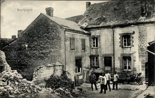 Ak Bourgogne Marne, Ruine Haus