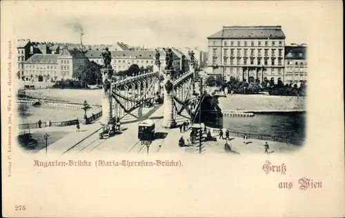 Ak Wien 1 Innere Stadt, Maria Theresien Brücke, Augarten Brücke