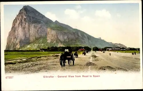 Ak Gibraltar, General View from Road to Spain, Kutsche