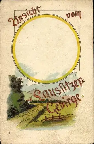 Passepartout Litho Lausitzer Gebirge, Landschaftsmotiv