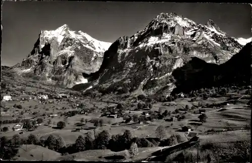 Ak Grindelwald Kanton Bern, Schreckhorn, Wetterhorn, Mettenberg