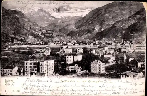 Ak Bozen Bolzano Südtirol, Gries, Rosengarten, Panorama