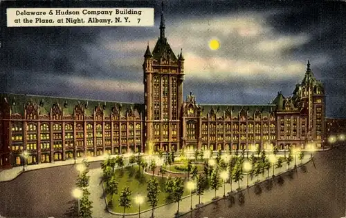 Ak Albany New York USA, Delaware & Hudson Company Building at the Plaza, at night