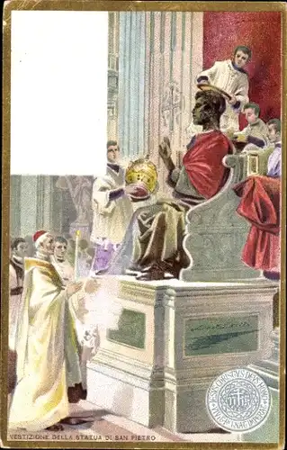Künstler Ak Roma Rom Lazio, Vestizione della Statua di San Pietro