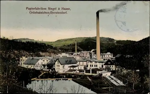 Ak Borstendorf Grünhainichen Sachsen, Papierfabriken Siegel Haase