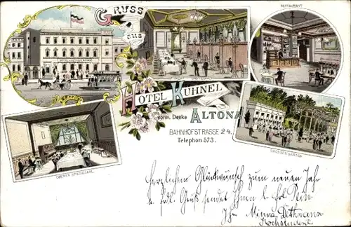 Litho Hamburg Altona, Hotel Kuhnel, Bahnhofstraße 24, Restaurant, Garten, Saal