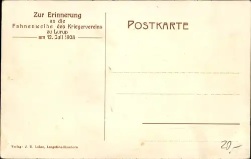 Ak Hamburg Altona Lurup, Fahnenweihe des Kriegervereins am 12. Juli 1908