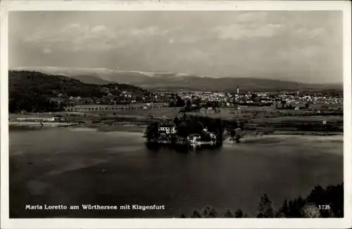 Ak Klagenfurt am Wörthersee Kärnten, Panorama mit Maria Loretto