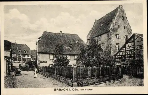 Ak Erbach im Odenwald Hessen, am Städtel, Fachwerkhaus