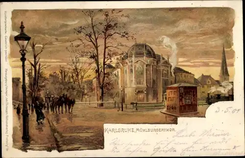 Künstler Ak Karlsruhe in Baden, Mühlburgertor
